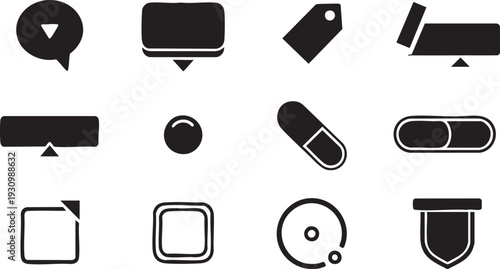 Set of UI/UX Web Interface Elements, Navigation Icons, and Interactive Buttons for Digital Design