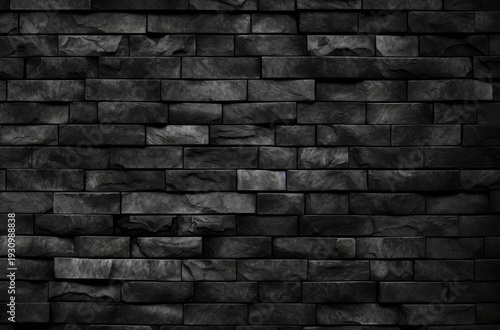 Processed collage of black brick wall surface texture. Background for banner, backdrop or texture.