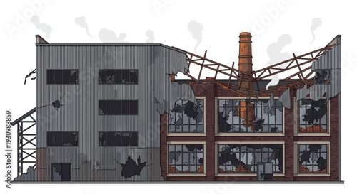 Abandoned Industrial Factory Building.