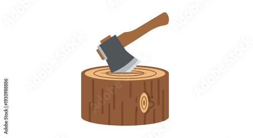Axe Stuck in Log.
