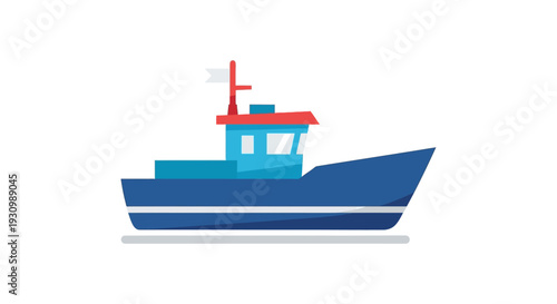 Blue Boat Water Vessel.