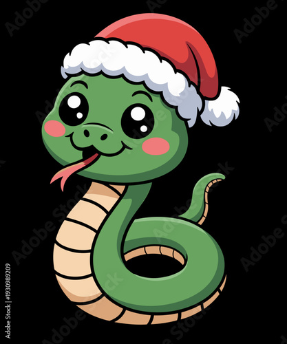 Cute snake with Christmas hat for Santa