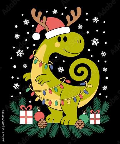 Funny Snake Christmas Lights Reindeer Santa