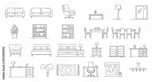 Architectural Drawings of Furniture and Room Layouts.
