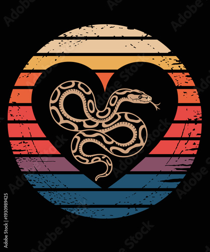 Ball Python Vintage Heart Funny Pet Reptile Snake Lovers