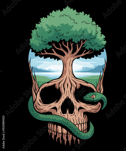 Snake underground under a tree funny snack lovers