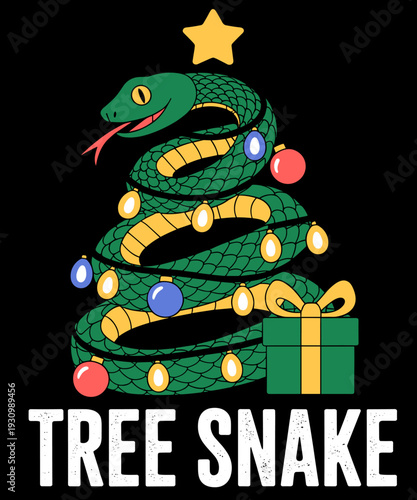 Xmas Tree Snake Funny Christmas Reptile Lover