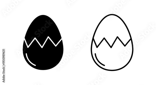 Cracked eggs illustration, minimalist egg design, simple egg drawing, black and white egg sketch Vector