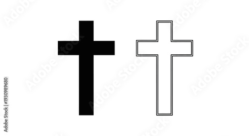 Cross symbols, minimalist crosses, christian symbols, simple cross designs, black and white Vector