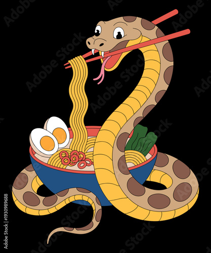 Kawaii Ramen Snake Ball Python Funny reptile Python Noodle