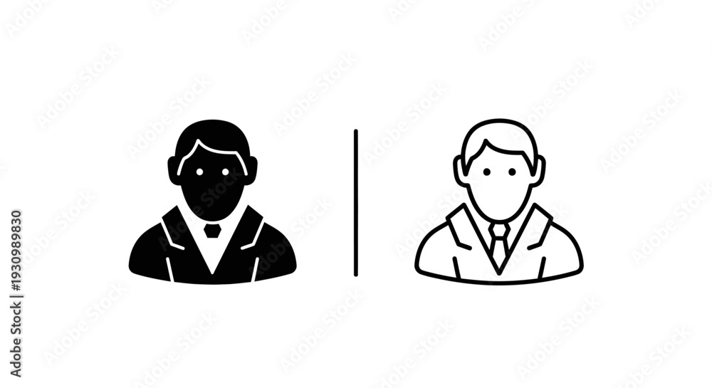 Fototapeta premium Black and white judge and lawyer illustration for legal services and justice Vector
