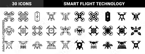 Hybrid autonomous drone technology with specialized industrial sensors for agriculture logistics security and environmental monitoring in line and solid style