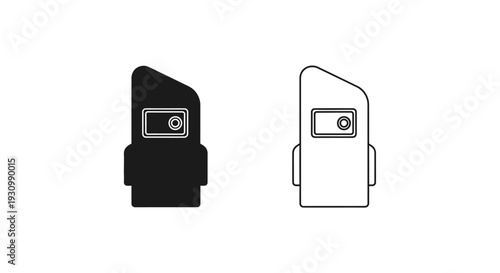 Minimalist illustration of two people wearing protective masks, social distancing Vector