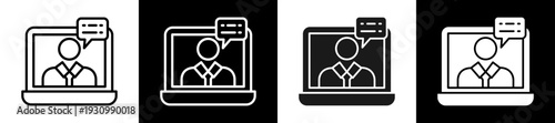 Online Mentorship Icon In Flat Version On Black And White Background