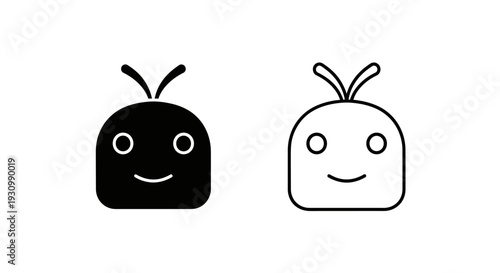 Adorable cartoon robots with cute smiles and antennae on white background Vector