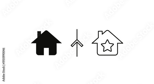 Modern house icon design with star and wind turbine symbol for eco-friendly home concept Vector