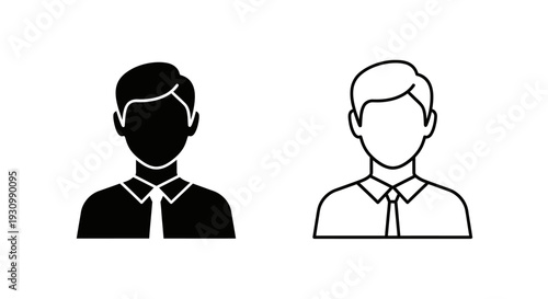 Two businessmen icons set, minimalist style, vector illustration, black and white Vector