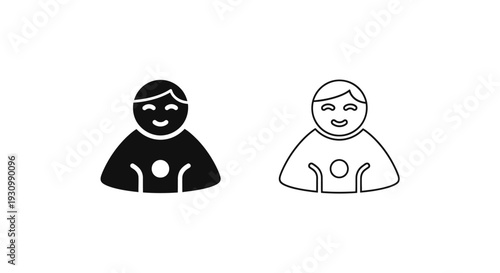 Two cartoon characters with different skin tones and expressions Vector