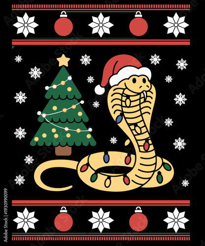 Ugly Christmas Sweater Style Xmas Lights Snake Lovers