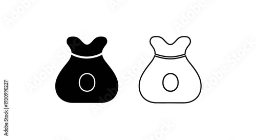 Two different types of bags with a circle in the middle of each bag Vector