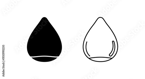 Minimalist water droplet icon design with negative space outline Vector