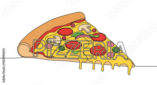 Cheesy Pizza Slice with Toppings and Melted Cheese.