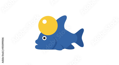 Blue Fish With Bubble.