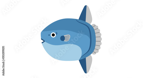 Blue Fish Cartoon Character.