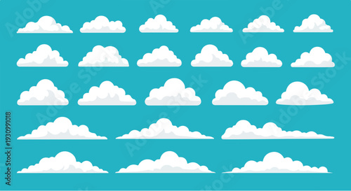 Seamless vector illustration of a cartoon blue sky pattern featuring a nature cloudscape set for summer wallpaper design