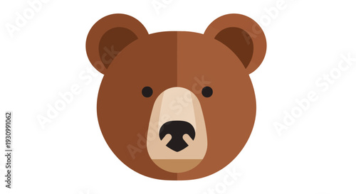 Brown Bear Cartoon Face.