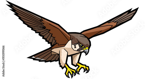 Brown Bird Flying Down.