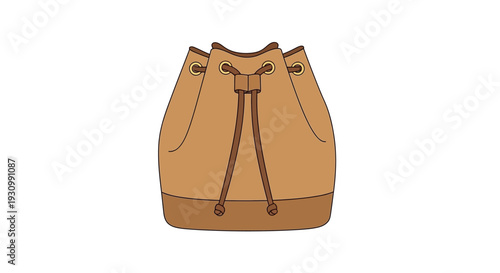 Brown Leather Drawstring Bag.
