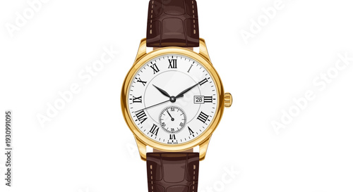 Brown Leather Gold Watch.