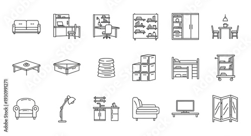 Collection of hand drawn furniture and home decor sketches.