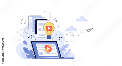 Laptop and Mobile with Creative Idea.