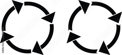 Two black circular arrow diagrams on white background circle cycle loop