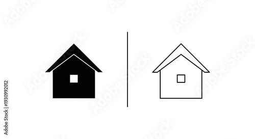 Minimalist house icon set, simple home symbol, modern architecture sign, monochrome dwelling design Vector