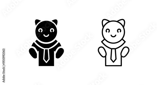 Adorable cartoon cats wearing ties in black and white illustration Vector