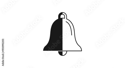 Black and white bell icon, simple and clean design, perfect for notifications Vector