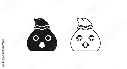 Cute black and white cat and dog characters with santa hats Vector