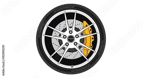 Closeup of motorcycle wheel.