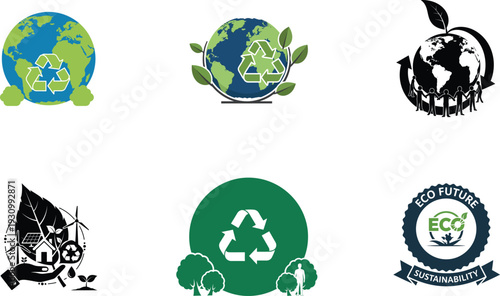 World environment day eco friendly symbols and logos collection