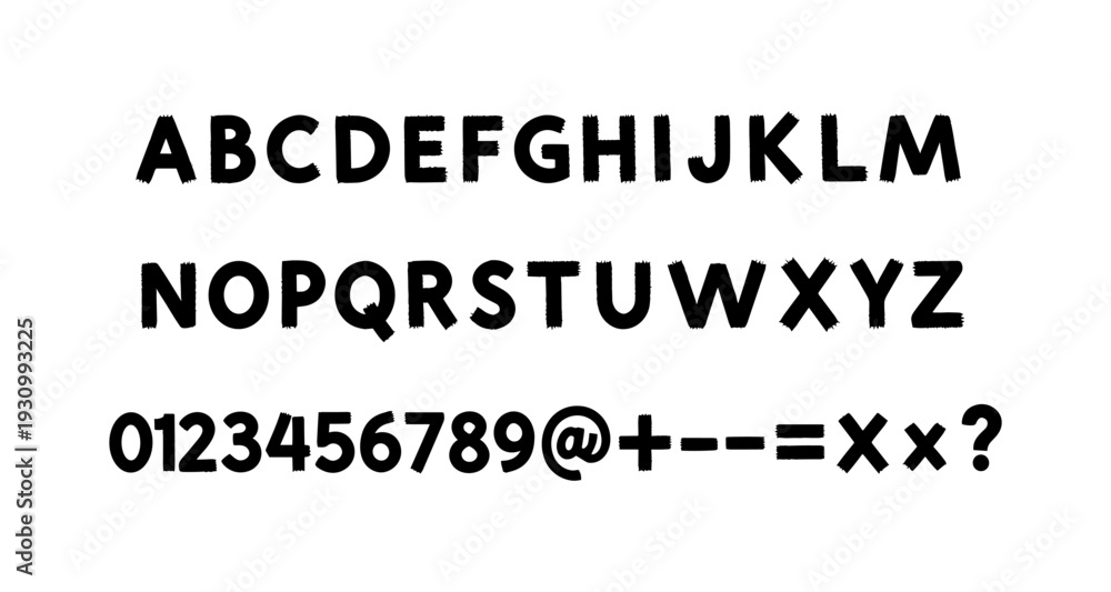 Fototapeta premium Bold san serif capital and number typeface with mathematical symbols