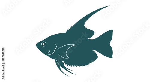 Dark Green Fish Swimming.
