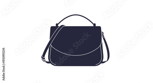 Dark Blue Leather Handbag.