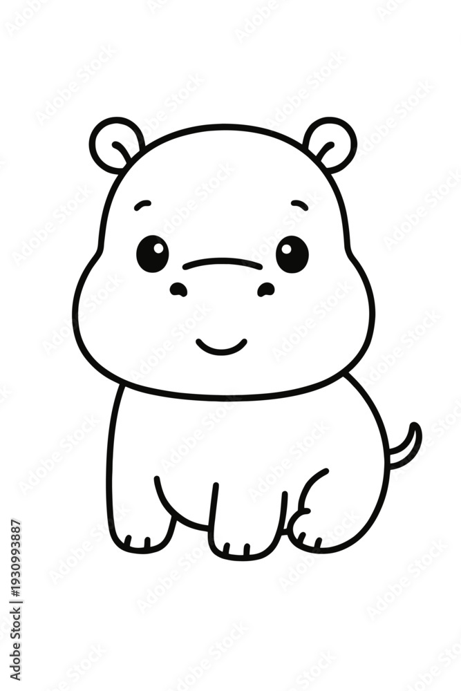 Naklejka premium cute cartoon hippo smiling illustration
