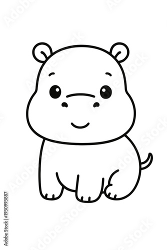 cute cartoon hippo smiling illustration