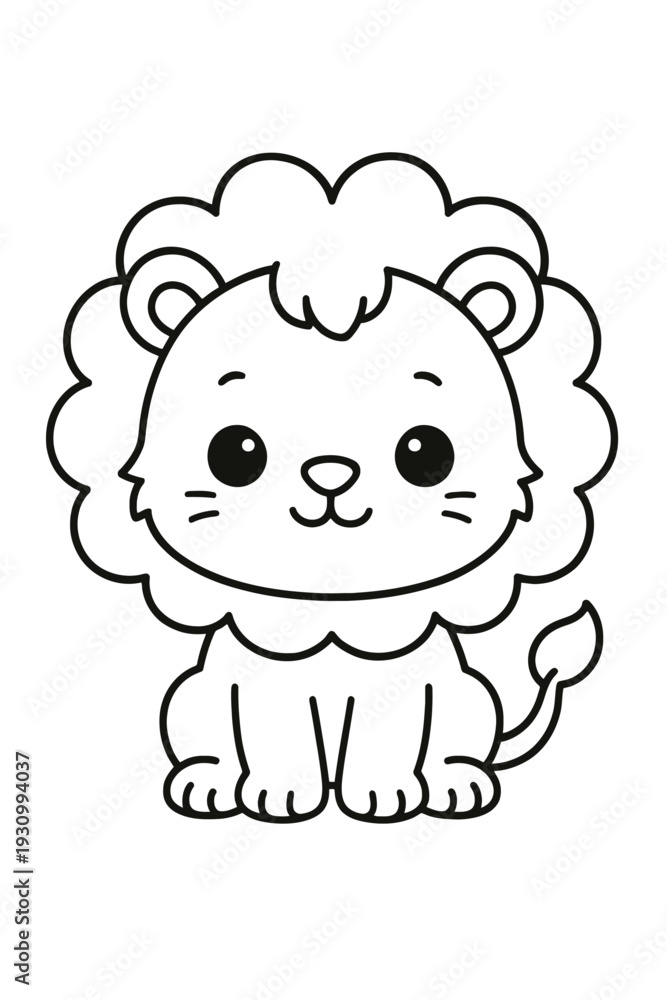 Fototapeta premium cute cartoon lion on vector illustration