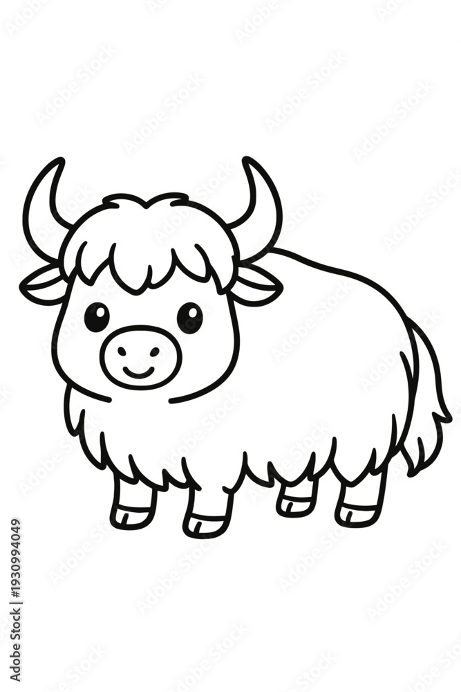 Obraz premium cartoon vector yak illustration on farm