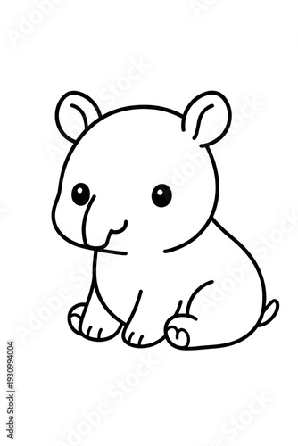 Cute cartoon tapir smiling in a fun jungle safari illustration style